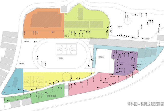 坪林國中校園植物分布圖