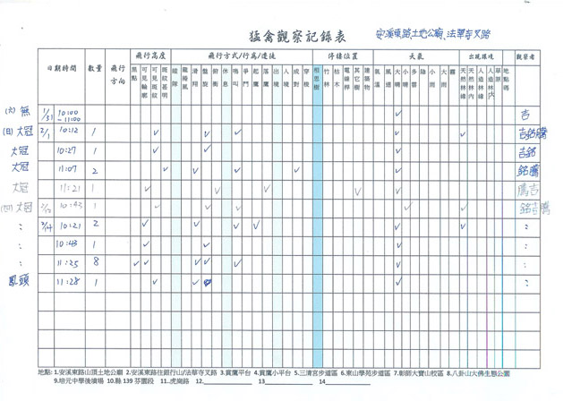 觀察記錄表